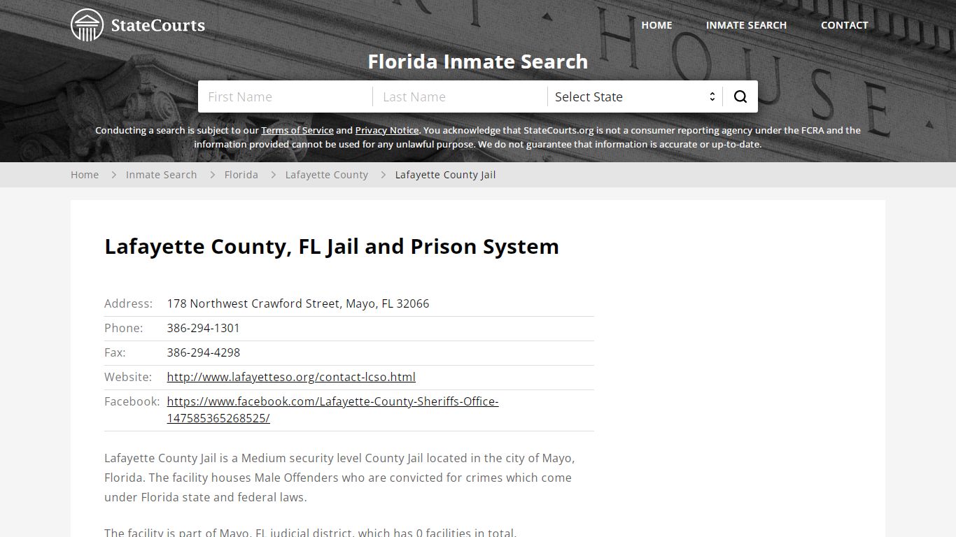 Lafayette County Jail Inmate Records Search, Florida ...